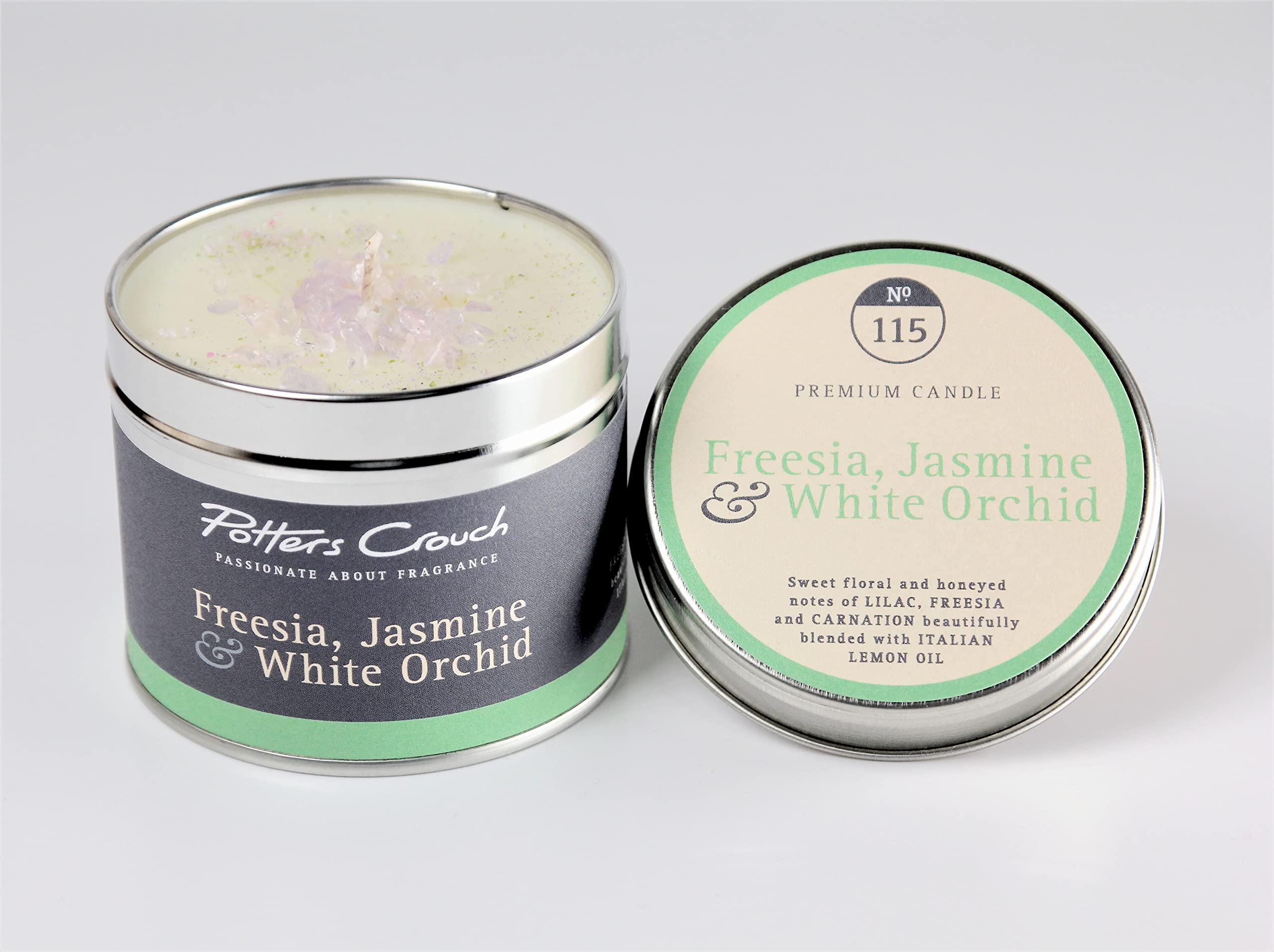 Potters Crouch White Scented Candle In A Tin - Freesia, Jasmine & Orchid