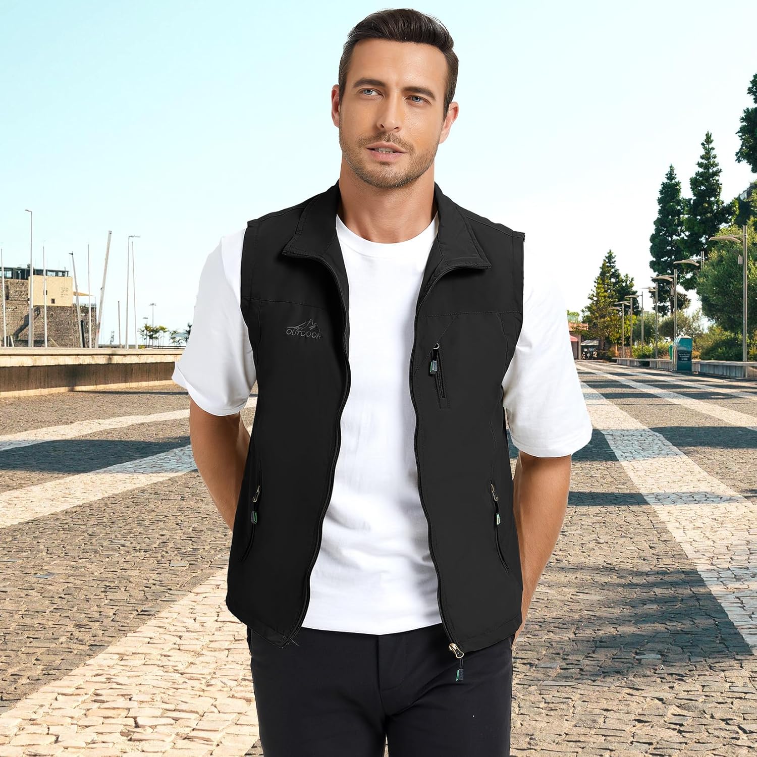 KIWI RATA Mens Casual Lightweight Outdoor Vest Summer Fishing Safari Travel Outerwear Vests Cargo Utility Jacket - Image 2