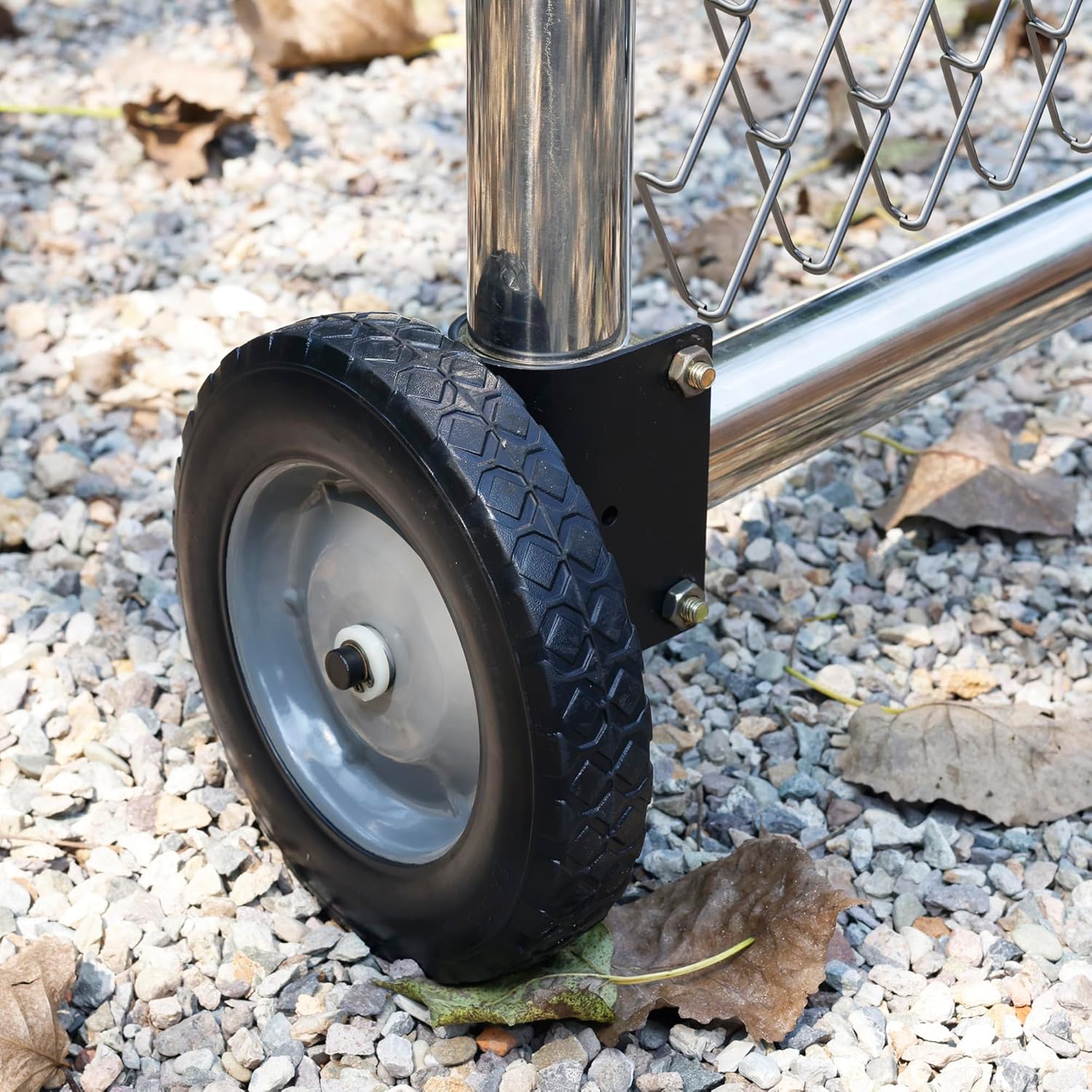 8 Inch Heavy Duty Rubber Caster Wheel, Gate Helper Support Side Mount for Swing Metal Tube Gates, Fits 1-5/8" to 2" O.D. Round Tube Frames, Black, 1 Pack