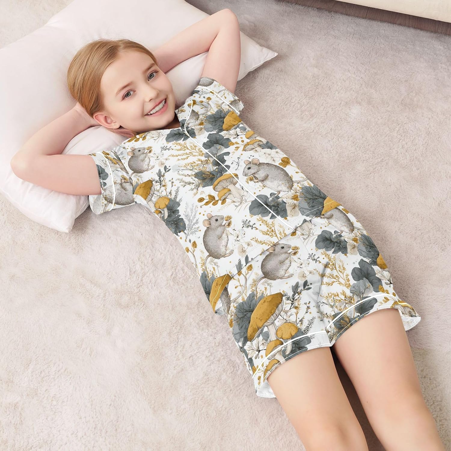 Silk Pajama Sets Short Sleeve Pajamas Soft Sleepwear 2 Piece Pjs Set
