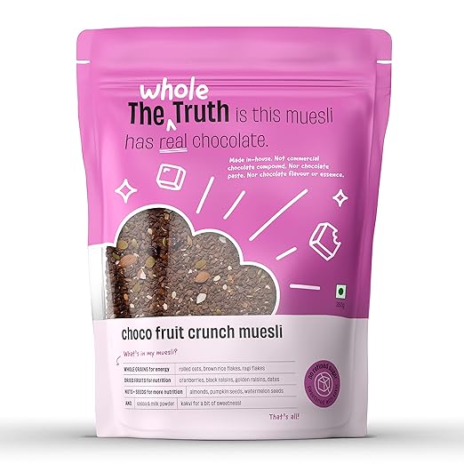 The Whole Truth Foods - Breakfast Muesli - Choco Fruit Crunch - 350g - Made with REAL Chocolate - No added flavour, No artificial colour, No preservatives