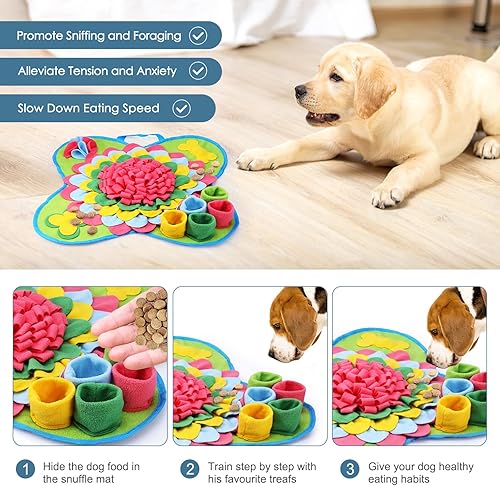 Miniatura 5 de Tapete de olfateo para perros, tapete de alimentación de perros de 20 x 20 pulgadas para entrenamiento de olores, alimentación lenta, tapete de