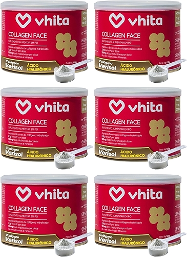Vhita Colágeno Hidrolisado Verisol Com Ácido Hialuronico Em Pó Neutro 120gr - 6 Potes