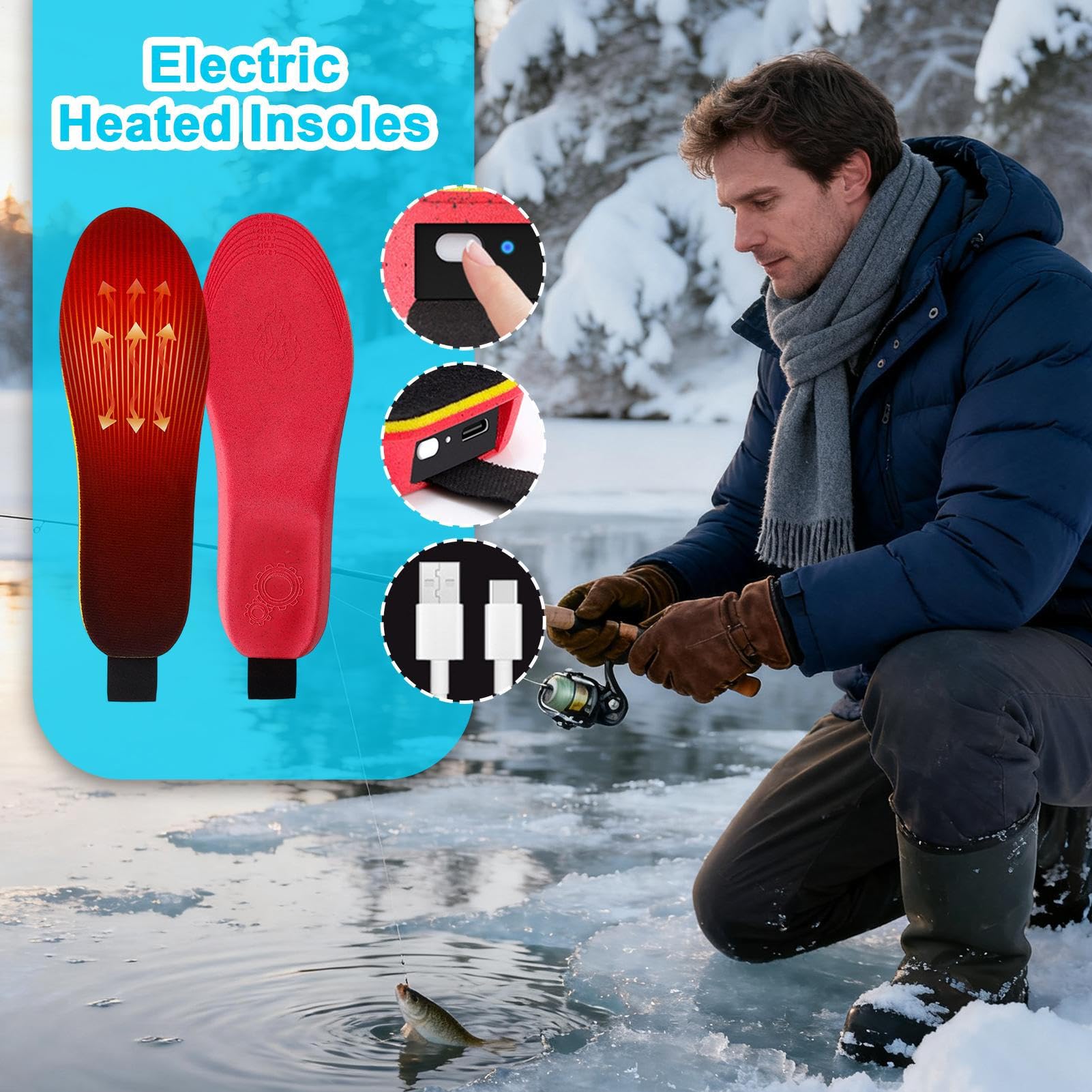 Plantillas Calefactables para Zapatos Insercios Termicos Recargables De