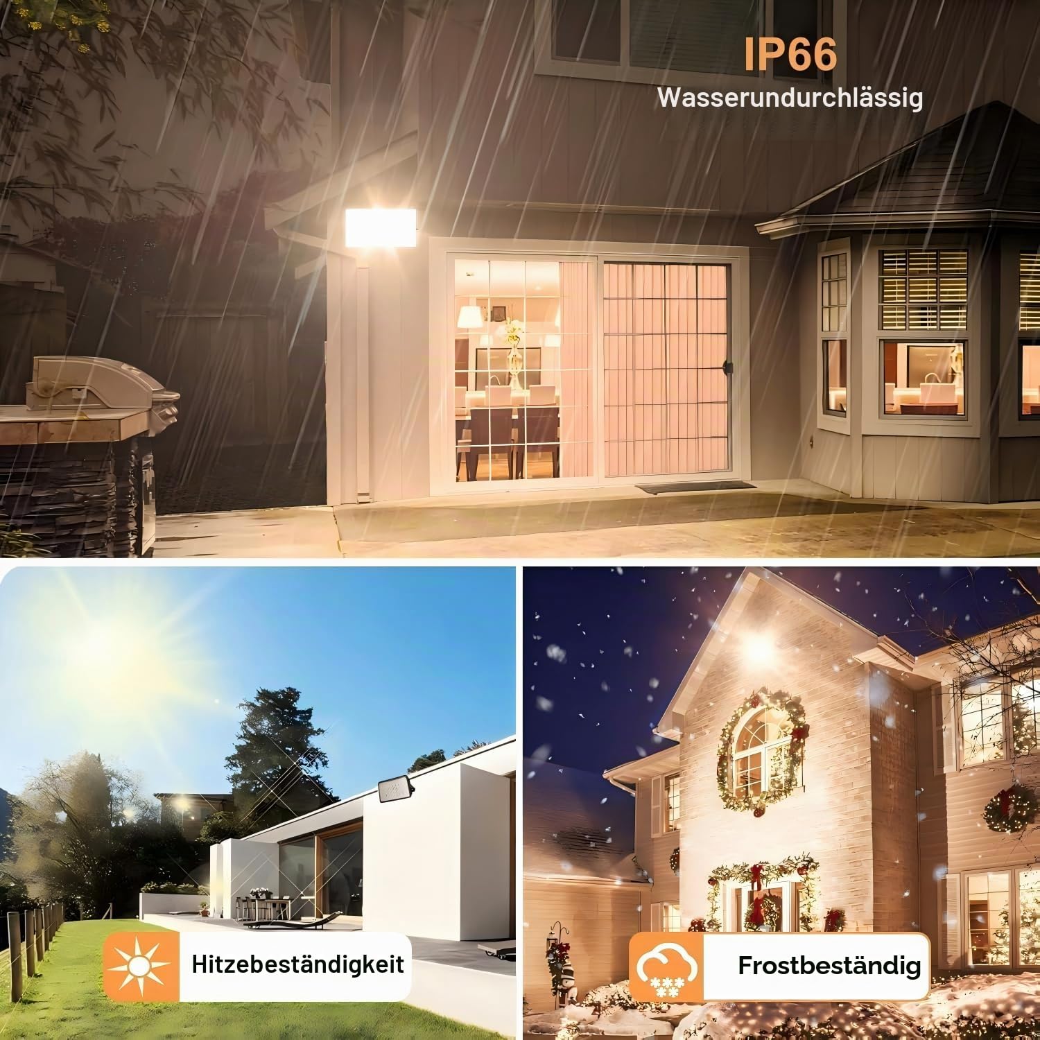 400W LED Strahler Außen, 2 Stück Superhell 40000LM Led Strahler Warmweiß 3000K Leds Scheiwerfer Flutlicht IP66 Wasserdicht led Außenstrahler für Innenhof Auffahrt Korridor Rasen