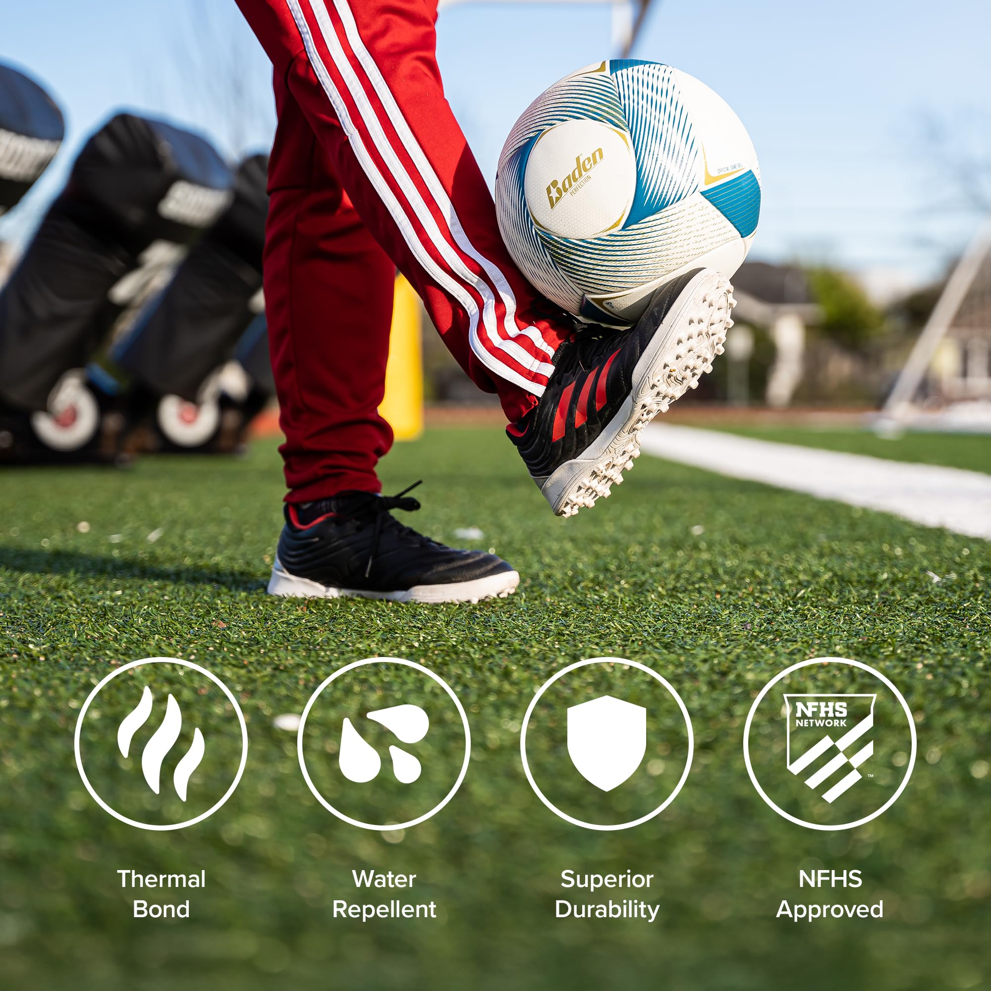 Baden Perfection Thermo-Fußball, offizielle Größe 5, nahtlos, Thermisch gebunden, NFHS-geprüft