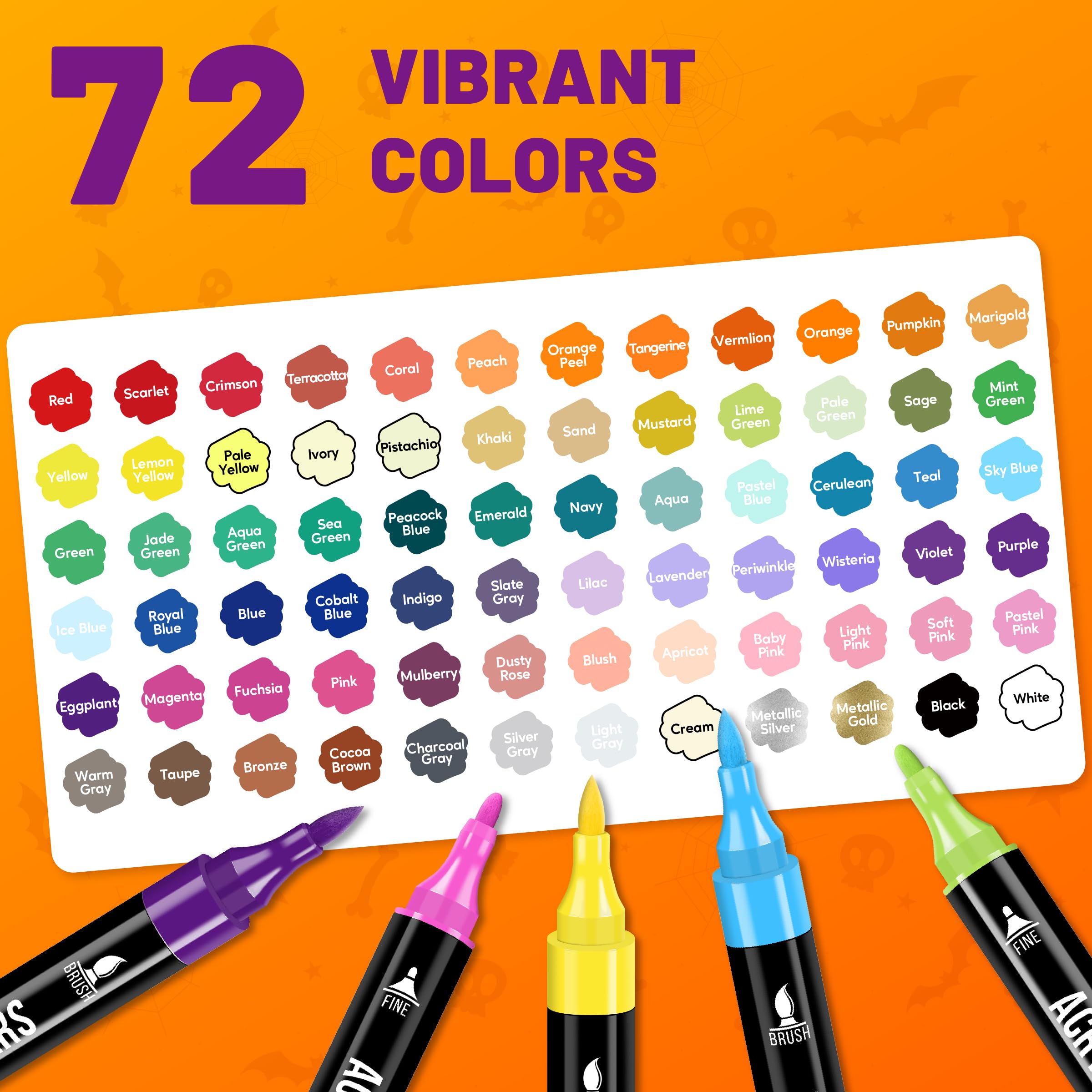 Pagather Acrylic Paint Markers - 72 Colors -3
