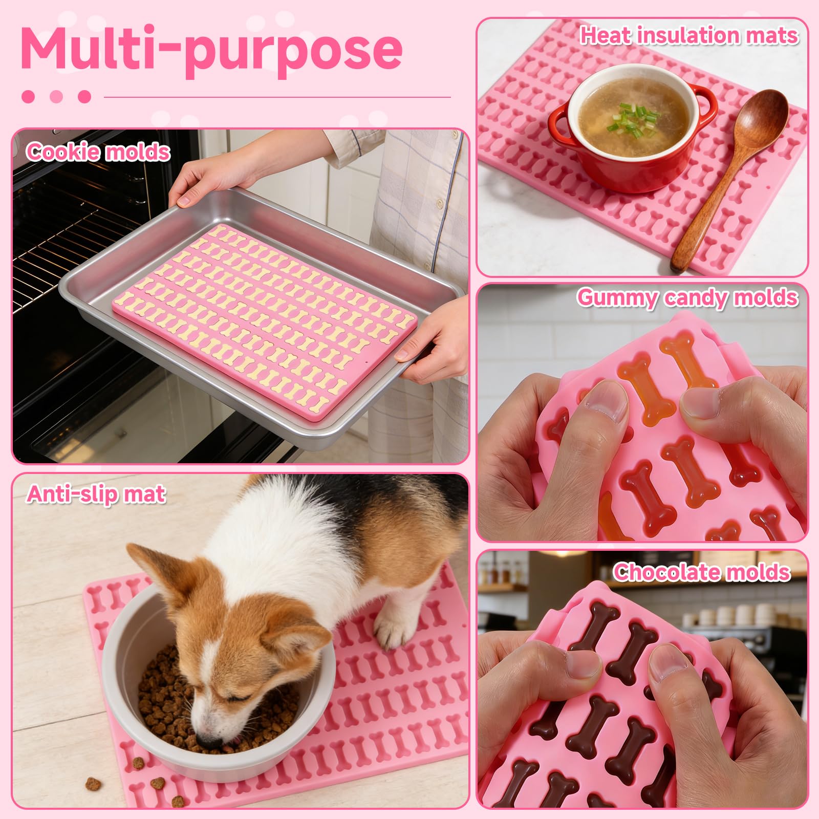 Molde de Silicona Para Caramelos, Golosinas para Perros, Chocolate, Fáciles de Limpiar, 3 Piezas, Reutilizables, sin BPA, Moldes para Hornear Galletas — view 7