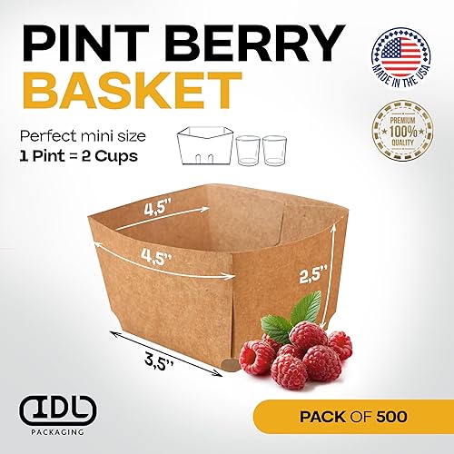Miniatura 2 de IDL Packaging Cesta de bayas de pinta, marrón (paquete de 500), recipientes de cartón fuertes y seguros para alimentos para congelar o almacenar
