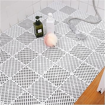 Drainage Anti-Slip Mat, Splicing Soft Drainage Floor Rug, Swimming Pool Restroom Wet Area Carpet, 30x30cm Color Green, Size 4pcs