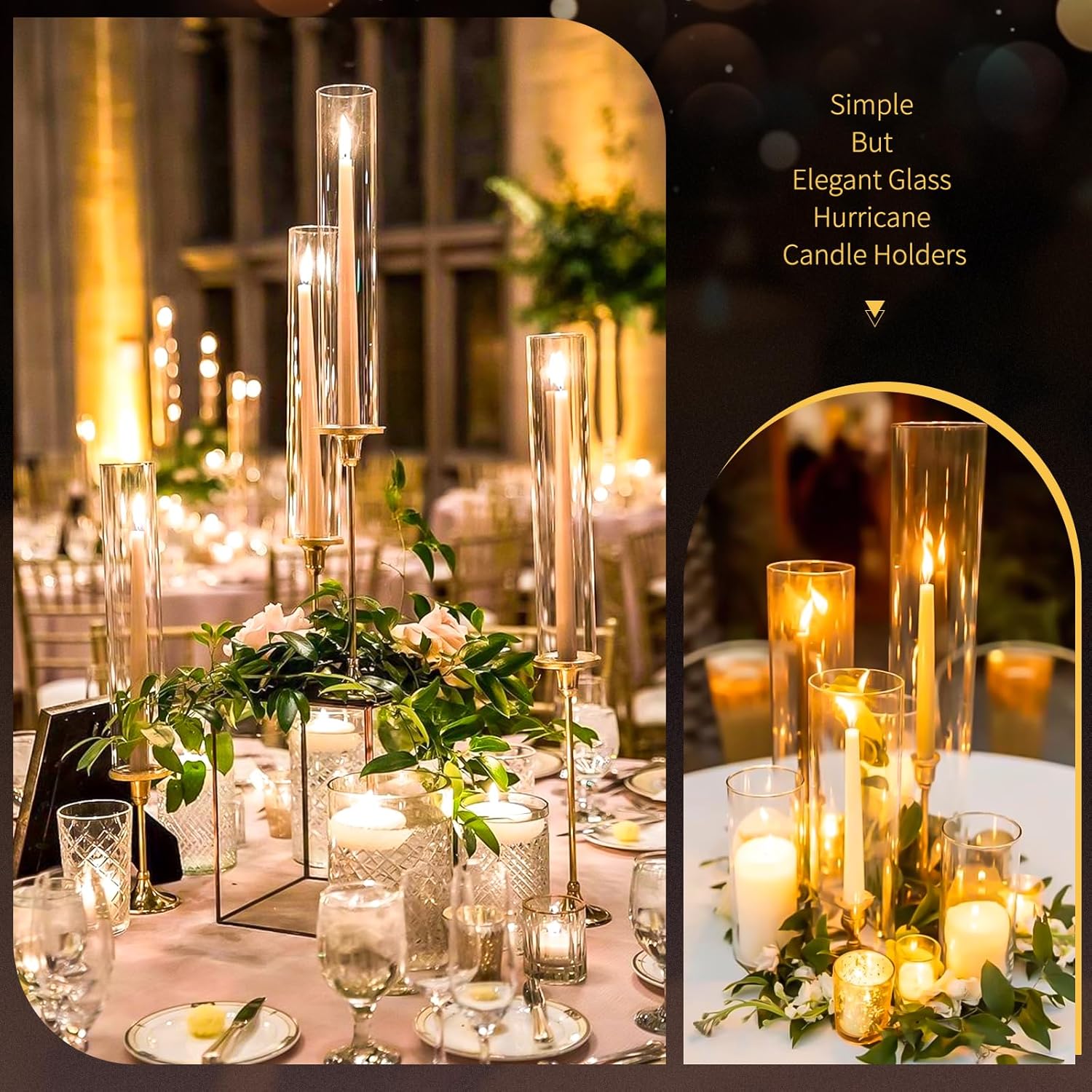 6 PCS Hurricane Glass Candle Holder (H:14" D:3"),Glass Cylinder Candle Holder for Taper Candles, Bottomless Open Ended Glass Hurricane Candle Holder Tube Shade, Open Flame Candle Chimney Tube Cover