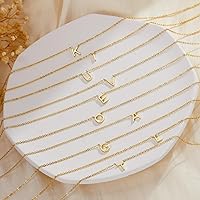 Vista 6 de Collar con inicial para mujer, chapado en oro de 14 quilates, delicado collar con dije de inicial, gargantilla simple y a la moda, collar