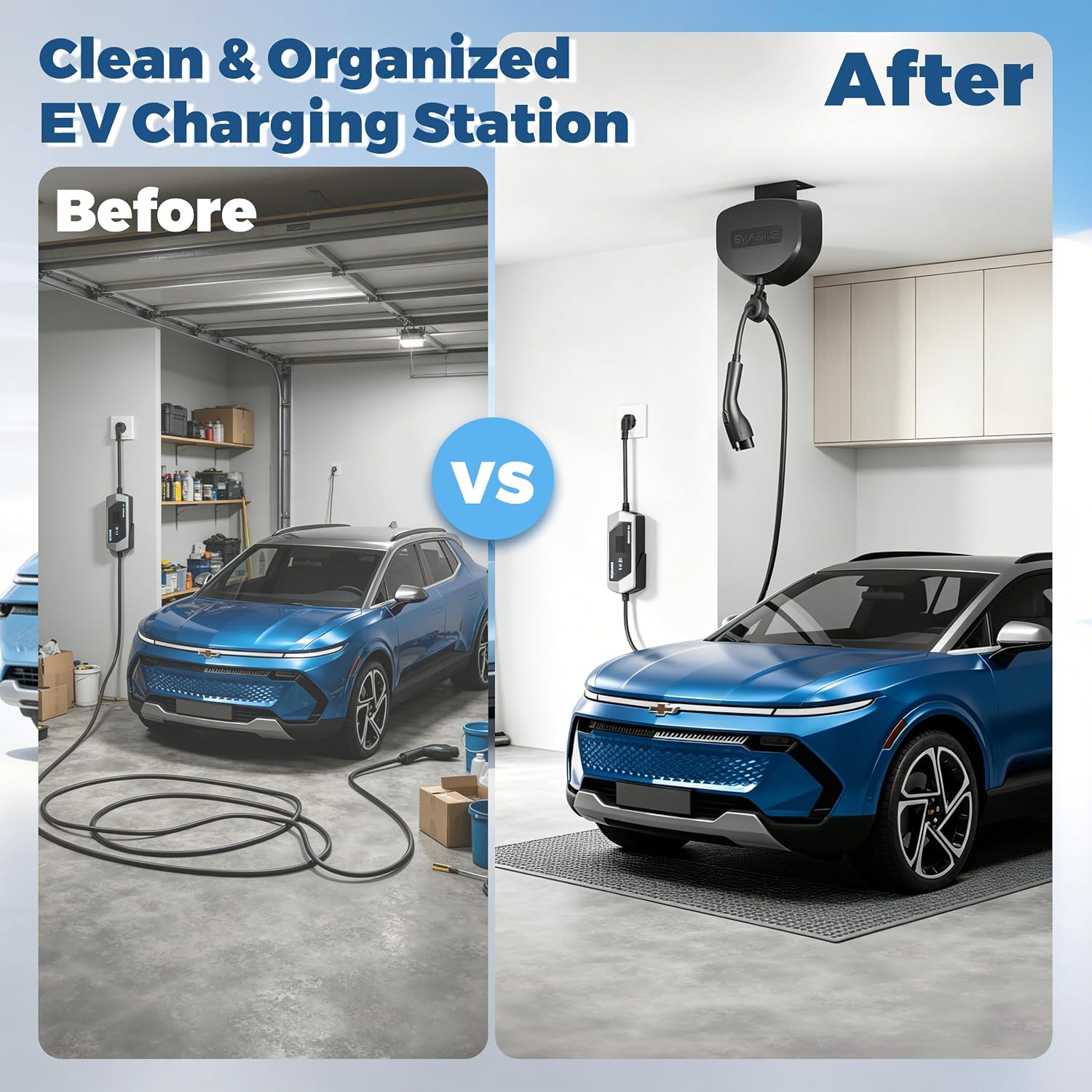 Flexible Charging EV Charger Cable Retractor, 11.5ft Self-Locking Automatic Retractable Cable Organizer for Electric Vehicle Charging, Universal Fits Most EV Charging Cables