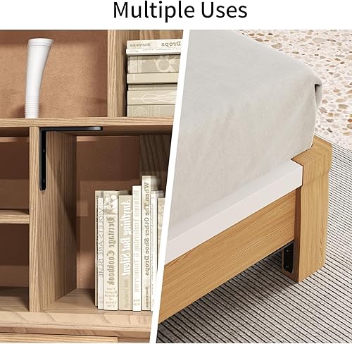 Miniatura 7 de YUMORE Soportes de estante de 6 x 6 pulgadas, paquete de 4 soportes de estante negros en L resistentes, soportes de soporte de metal premium para