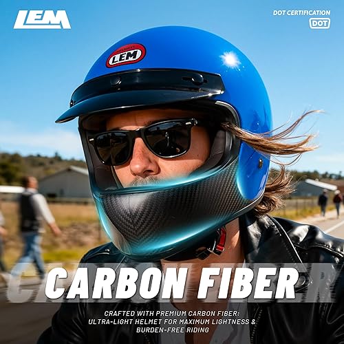 Miniatura 9 de LEM Motorcycle Helmets Fiberglass Modular + LEM Retro Motocross Helmet Carbon Fiber