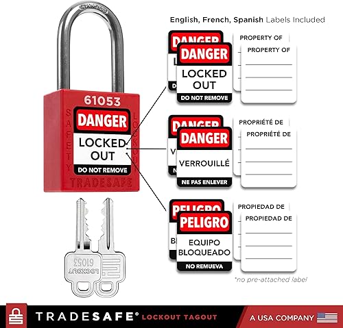 Miniatura 3 de TRADESAFE Kit profesional de etiquetado de bloqueo – Cerraduras Loto, cerradura de válvula de puerta, bloqueo de válvula de bola, bloqueos