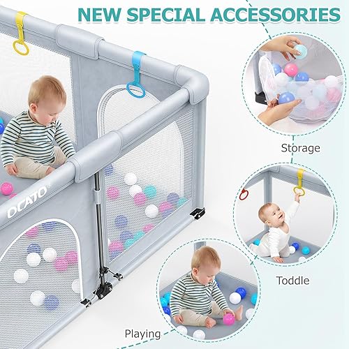 Miniatura 6 de OCATO Corralito para bebés corralito plegable para bebés y niños pequeños, corralito portátil para interiores y exteriores, área de seguridad para