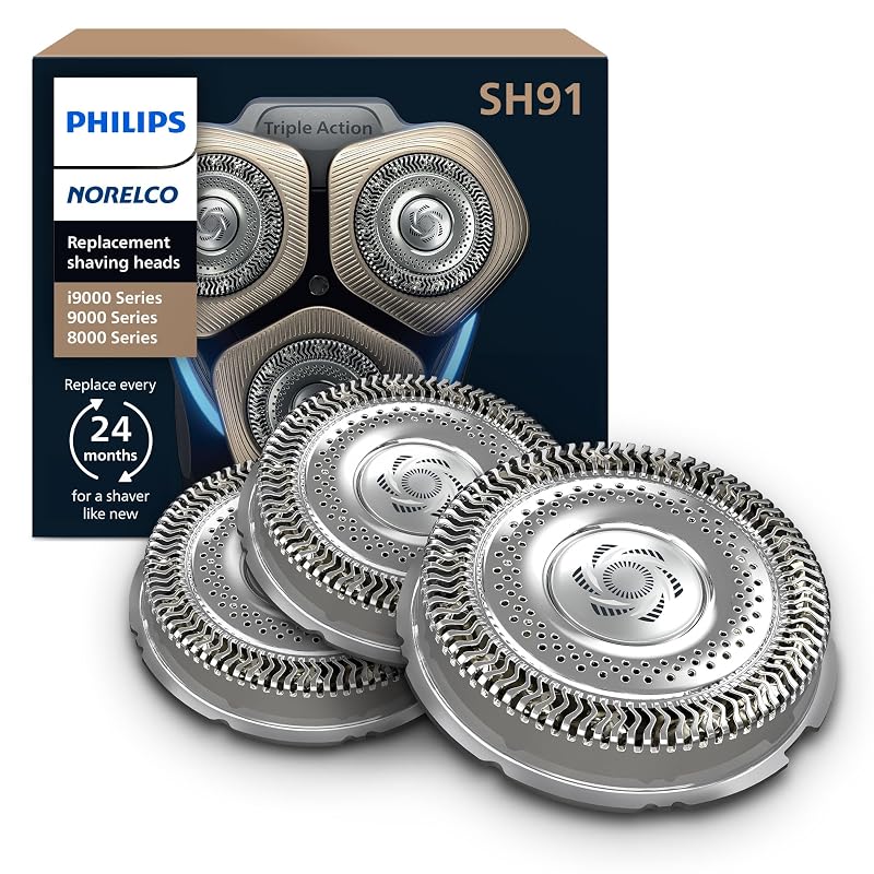 Cabeças de reposição genuínas para barbeadores Philips Norelco SH91/52, pacote com 3