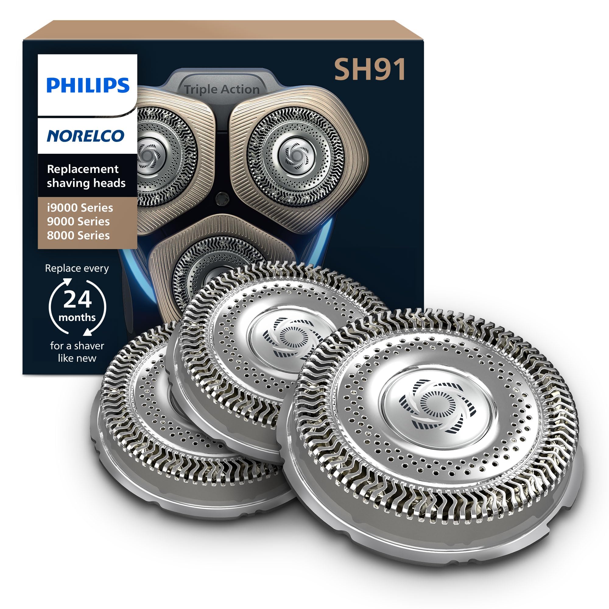 Philips Norelco SH91/52 - Testine di ricambio per rasoi Norelco serie S9000 e 9000 Prestige, ultima versione per Refreshed SH90/70, SH98/70 e SH98/80