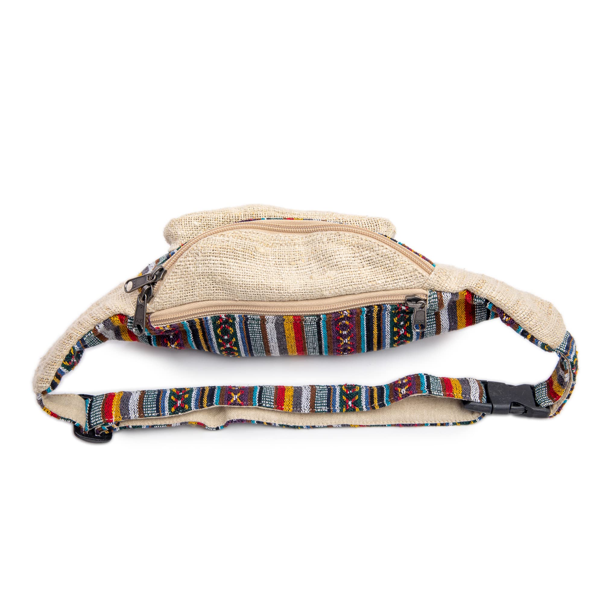 Freakmandu Marsupio di Canapa Unisex - Marsupio a Vita Incrociata Fatto a Mano in Stile Bohémien Hippie per Uomo e Donna