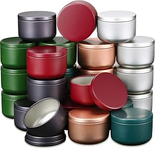 24 Pieces Candle Tins 2.1 x 1.5 Inch Tin Aluminum Candle Containers Metal Round Cans with Lids for Crafts DIY Making Storage Arts (Gold,Silver,Blue,Gray,Wine Red,Army Green)