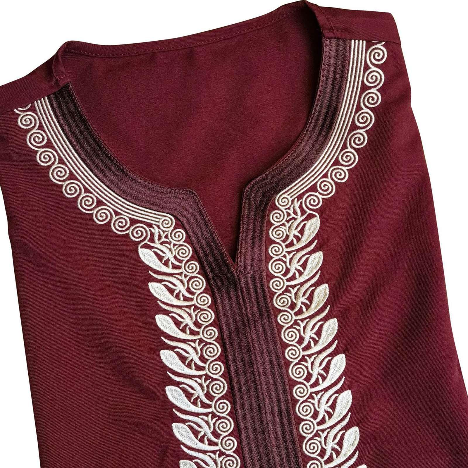 Djellaba - Abito da preghiera da uomo musulmano Qamis manica lunga in stile caftano marocchino Ramadan Khimar Dishdasha uomo musulmano abbigliamento da sera dubai islamico pigiama jilbab