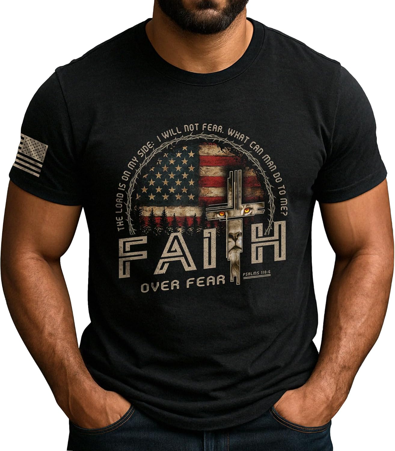 Faith Over Fear Shirt, Religious Shirts for Men, Christian Shirts for Men, Cross Shirt