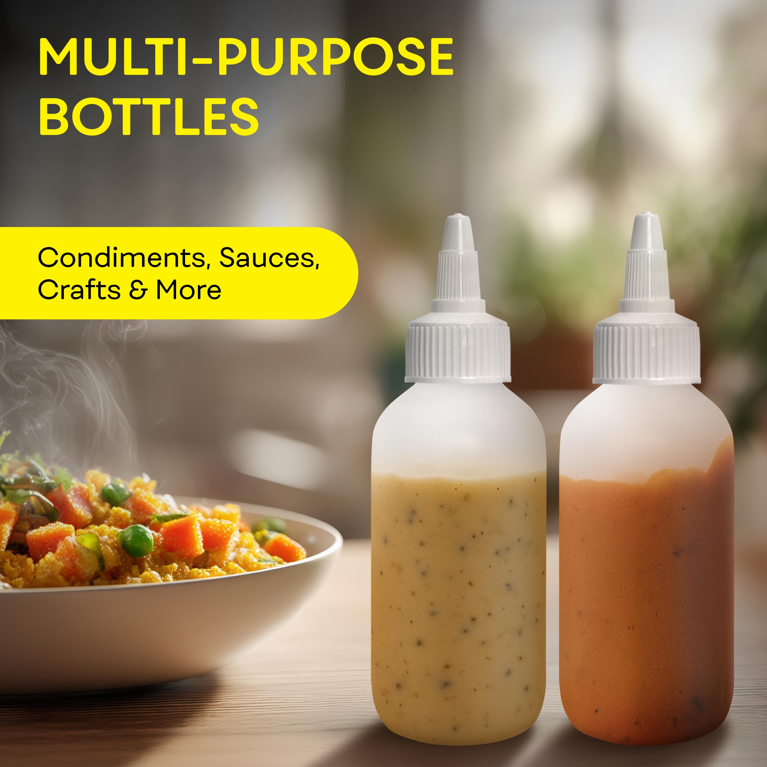 BRIGHTFROM Quetschflaschen für Gewürze, leere Spritzflaschen, Drehverschluss, auslaufsicher, ideal für Ketchup, Senf, Sirup, Saucen, Dressing, Öl, Kunst und Handwerk, BPA-freier Kunststoff, 118 ml, 2