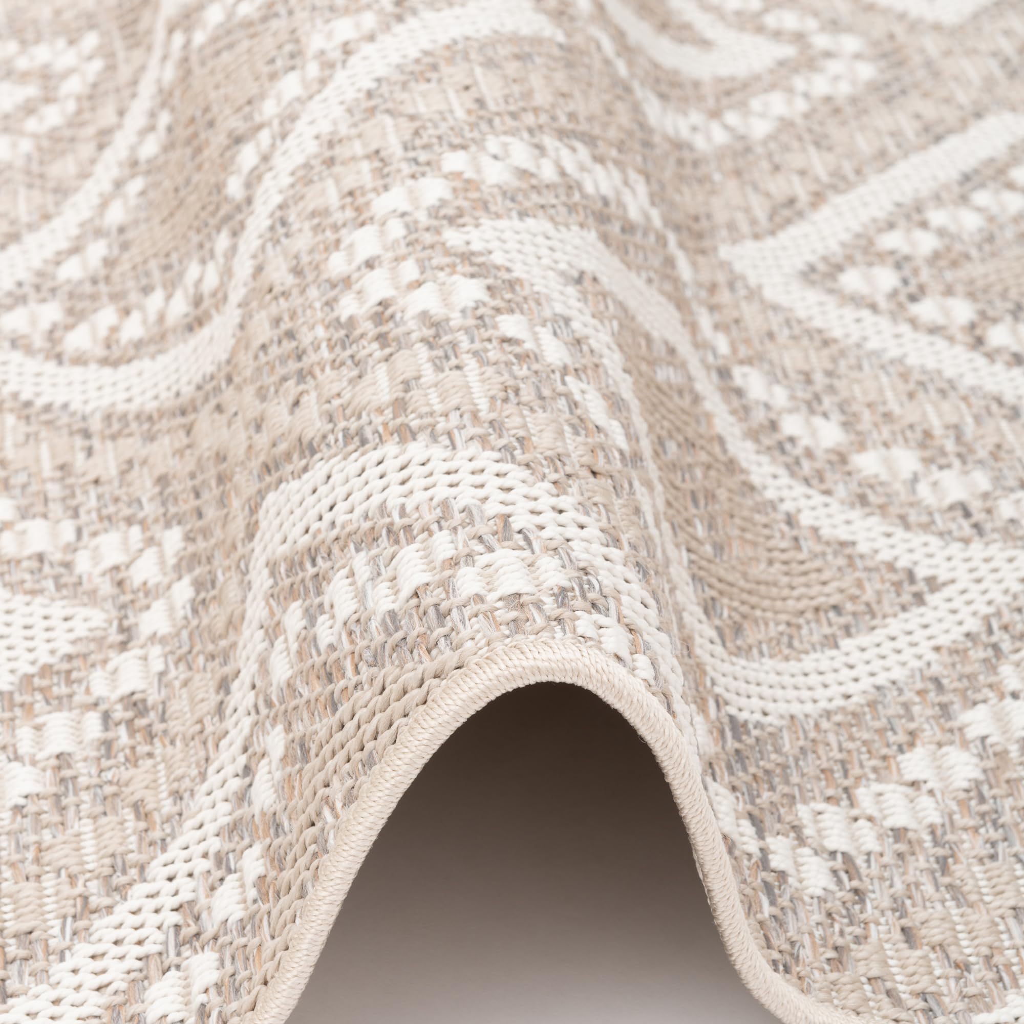 Pergamon Ottawa - Tapis Plat tissé intérieur/extérieur - Ethno Beige - 5 Tailles
