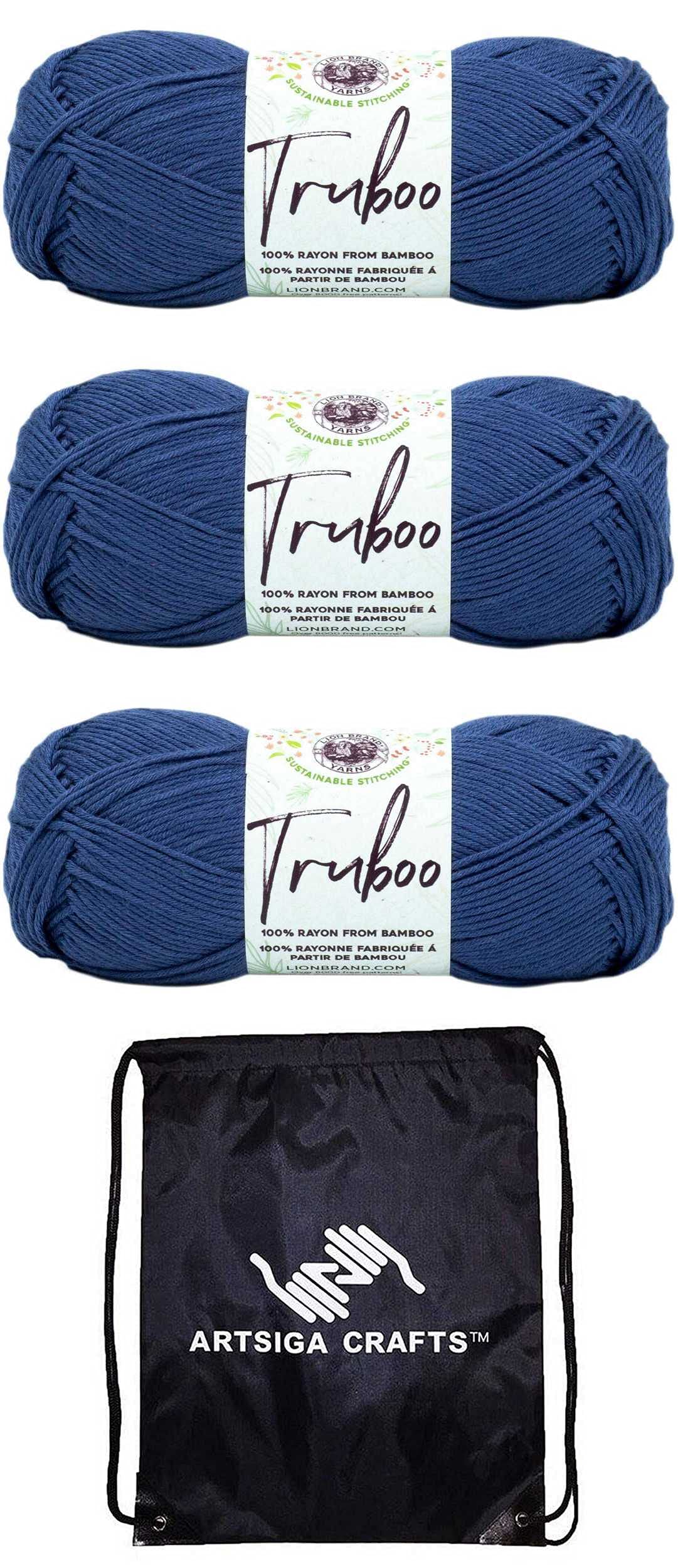 Hilo de rayón de bambú Lion Brand Truboo Navy azul marino de acabado sedoso