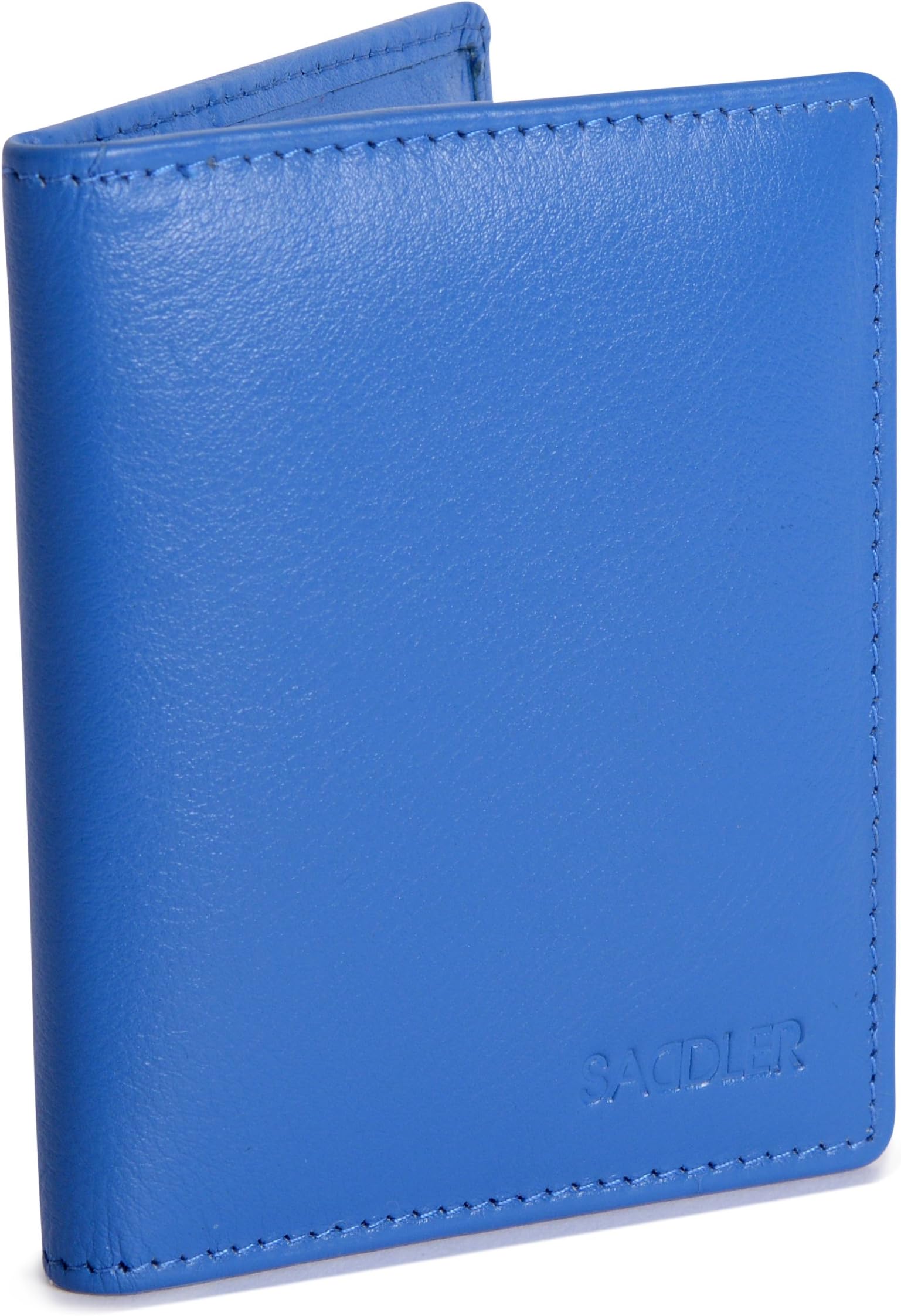 SADDLER Womens Real Leather Bifold Credit Card Holder 6 Slots & 2 Slip in Pockets | Minimalist- Perfect for ID Pass Debit Travel Cards | Designer Credit Card Wallet for Ladies | Gift Boxed - Blue