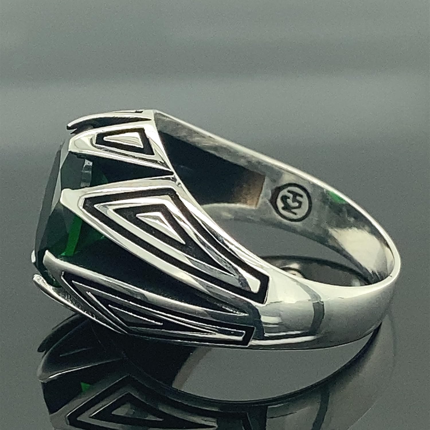 Men Emerald Stone Ring, Natural Emerald Ring, Vintage Style Ring, Man Minimal Ring, Ottoman Style Ring, 925k Sterling Silver Ring
