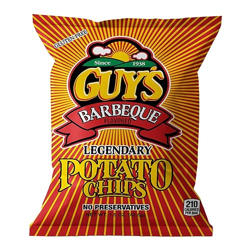 Papas fritas para barbacoa de Guys Paquete de 24 patatas fritas para barbacoa con una mezcla única de especias con sabor legendario, frituras y
