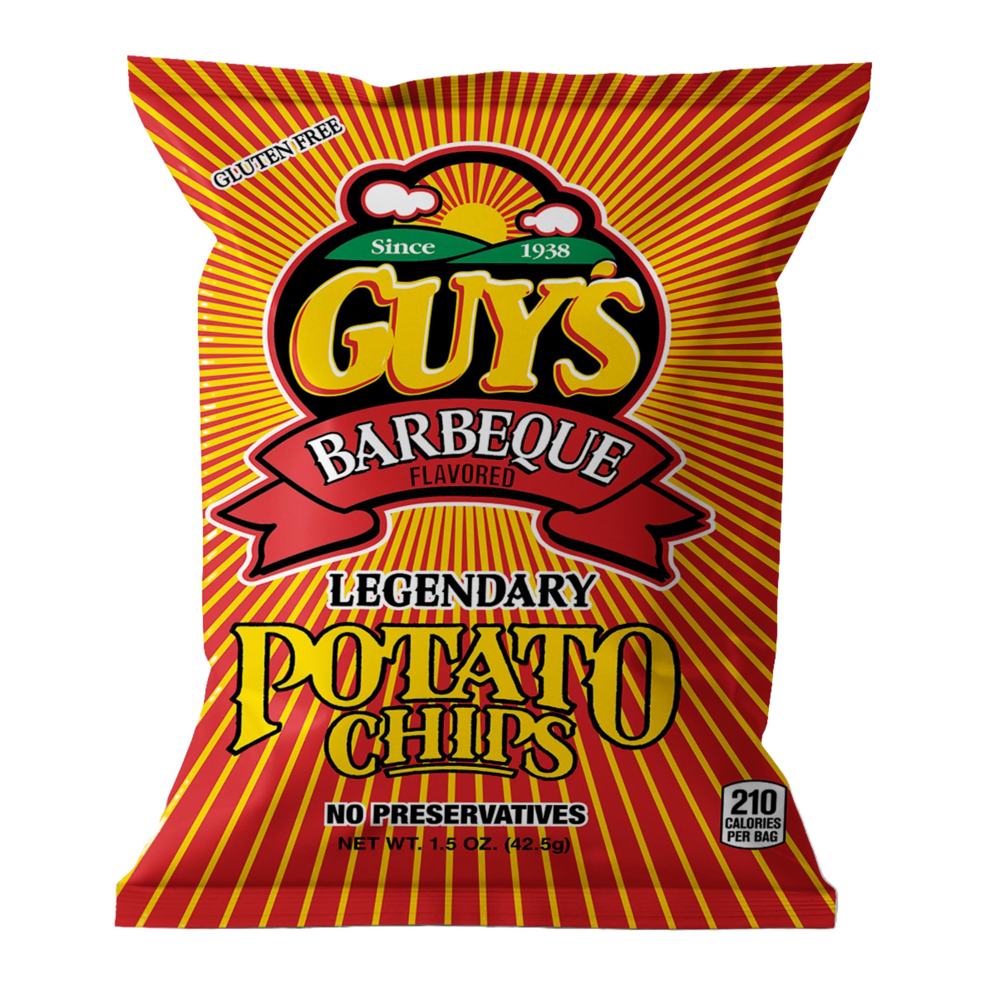 Guys BBQ Potato Chips — Healthy & Salty Snacks w/a Unique Blend of Spices — Natural Potato Snack Chips —Tasty Snack Pack Chips — Potato Chips Snack Packs (1.5 oz Bag, Pack of 24)