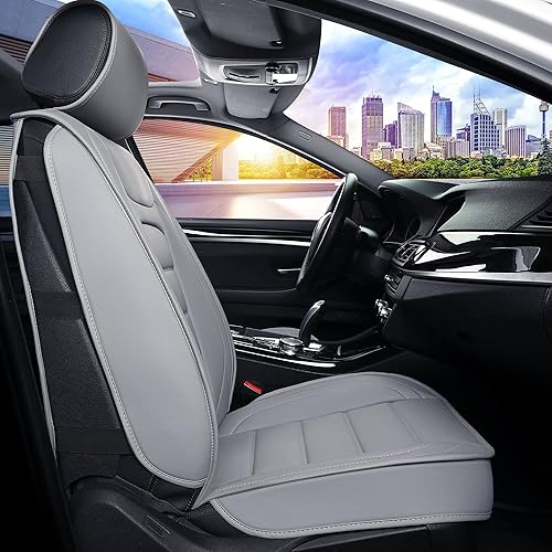 Miniatura 4 de Sanwom Fundas de cuero para asiento de automóvil, 2 piezas delanteras, fundas universales para asiento de vehículo, fundas impermeables para asiento