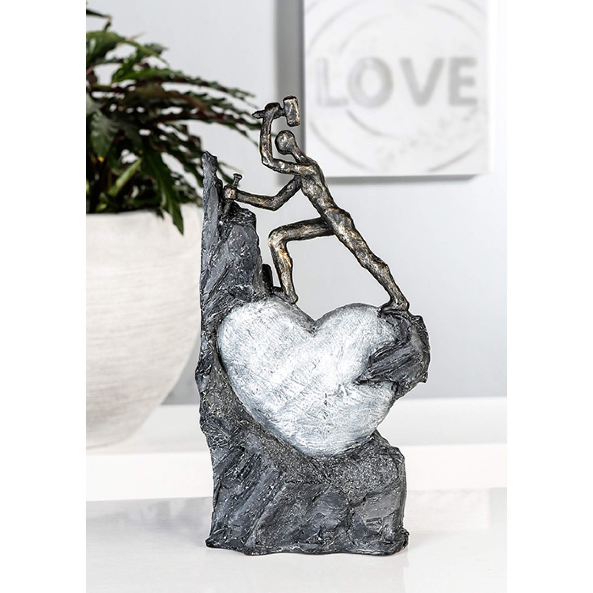 Design zakochana para figurki dekoracyjne rzeźba miłość indstone rzeźbiony Polystone figurka dekoracyjna spójność partnerstwo para zakochana figurka (model 4: 37 x 19 x 9 cm)