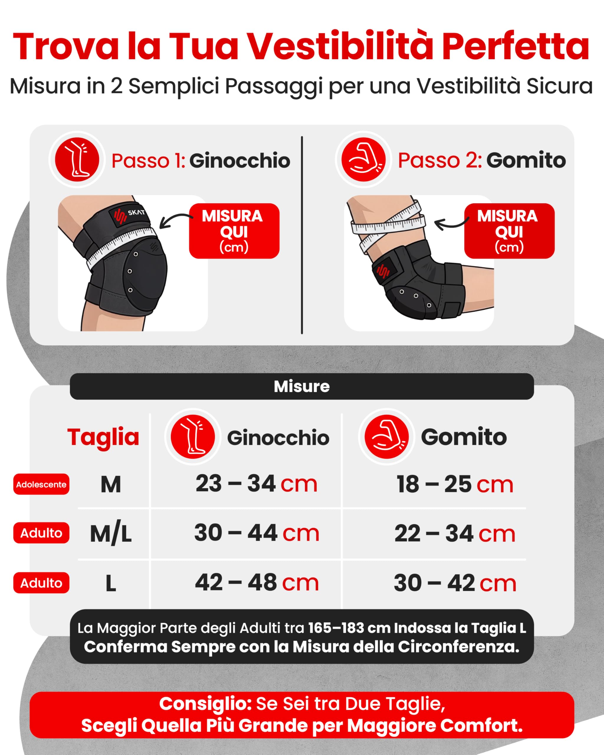 SKATEWIZ Protezioni Skateboard Adulto - Protezioni Pattini Adulto - Linea, Skateboard, BMX, Pattini a 4 Ruote - Ginocchiere Bambini - SHIELD Taglia L Nero