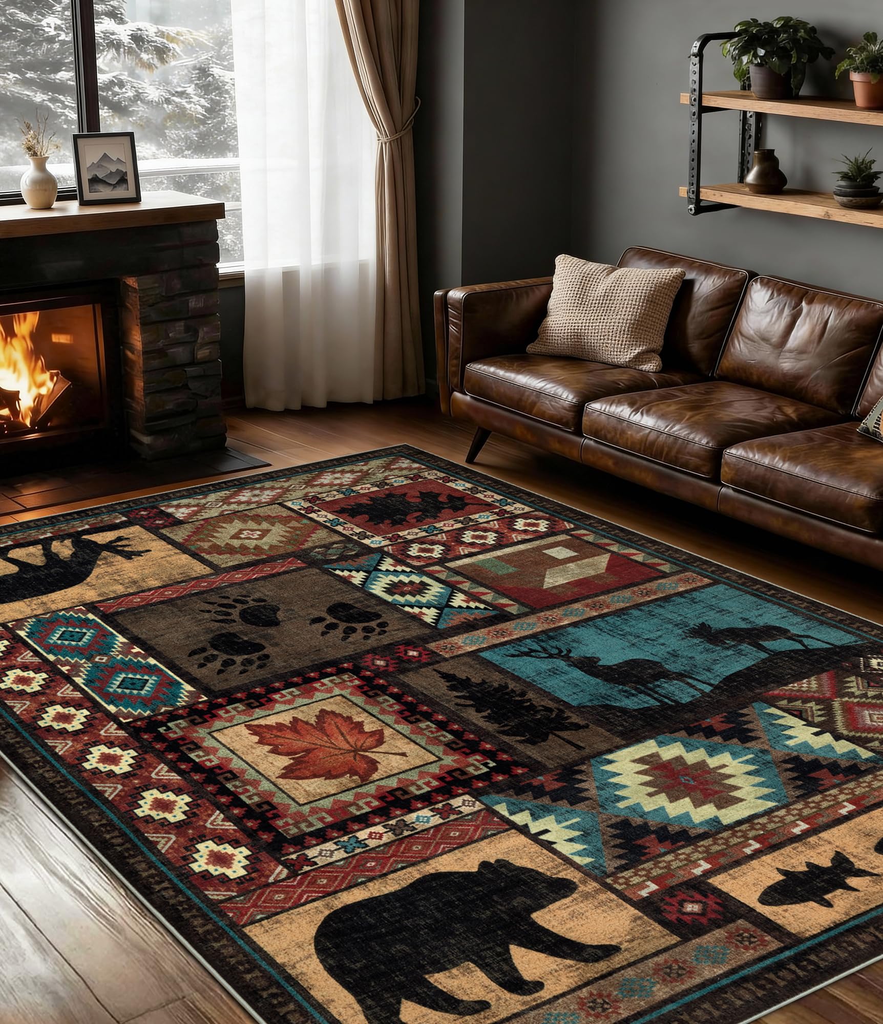 YIHOUSE 5x7 Rustic Cabin Rug