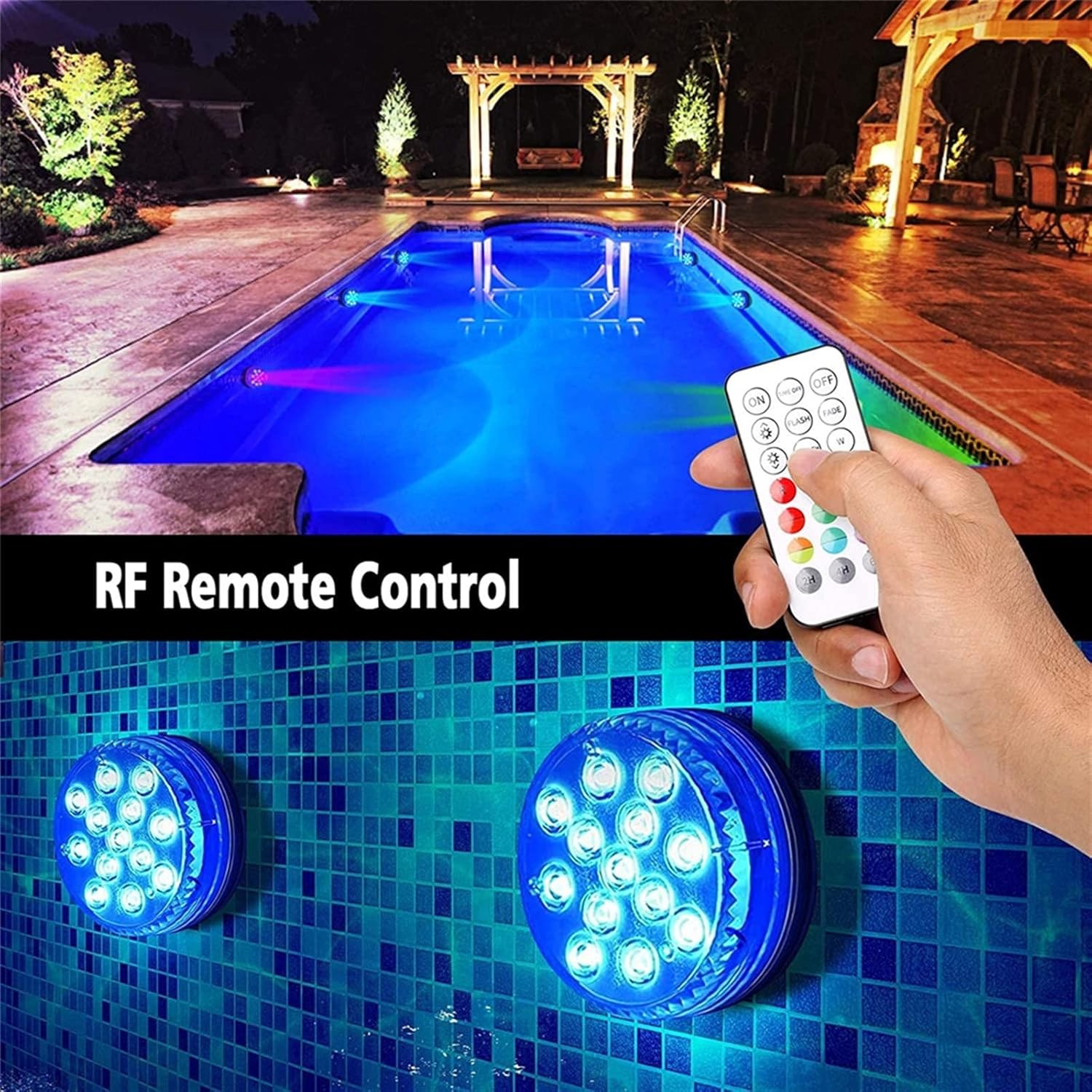Updated Submersible LED Lights with Remote(1 Light 1 Controller,7.0CM)