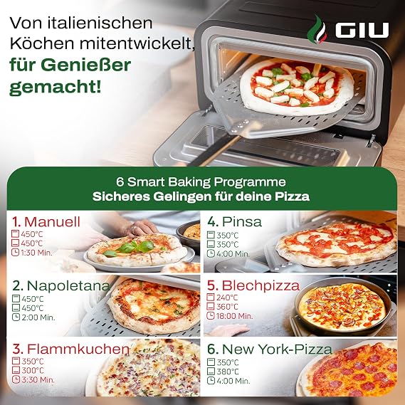 GIU Electric Pizza Oven - Strong Electric Oven for Neapolitan Pizza Oven Pizza Oven Electric Electric Oven Over 450 Degrees FusionHeat Tech Enjoy Stone Oven Taste at Home