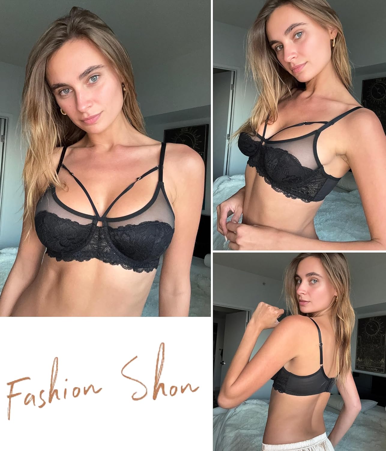 Avidlove Bralettes for Women Underwire Lace Floral Crossover Bra T-Shirt Everyday Bra Lingerie - Image 3