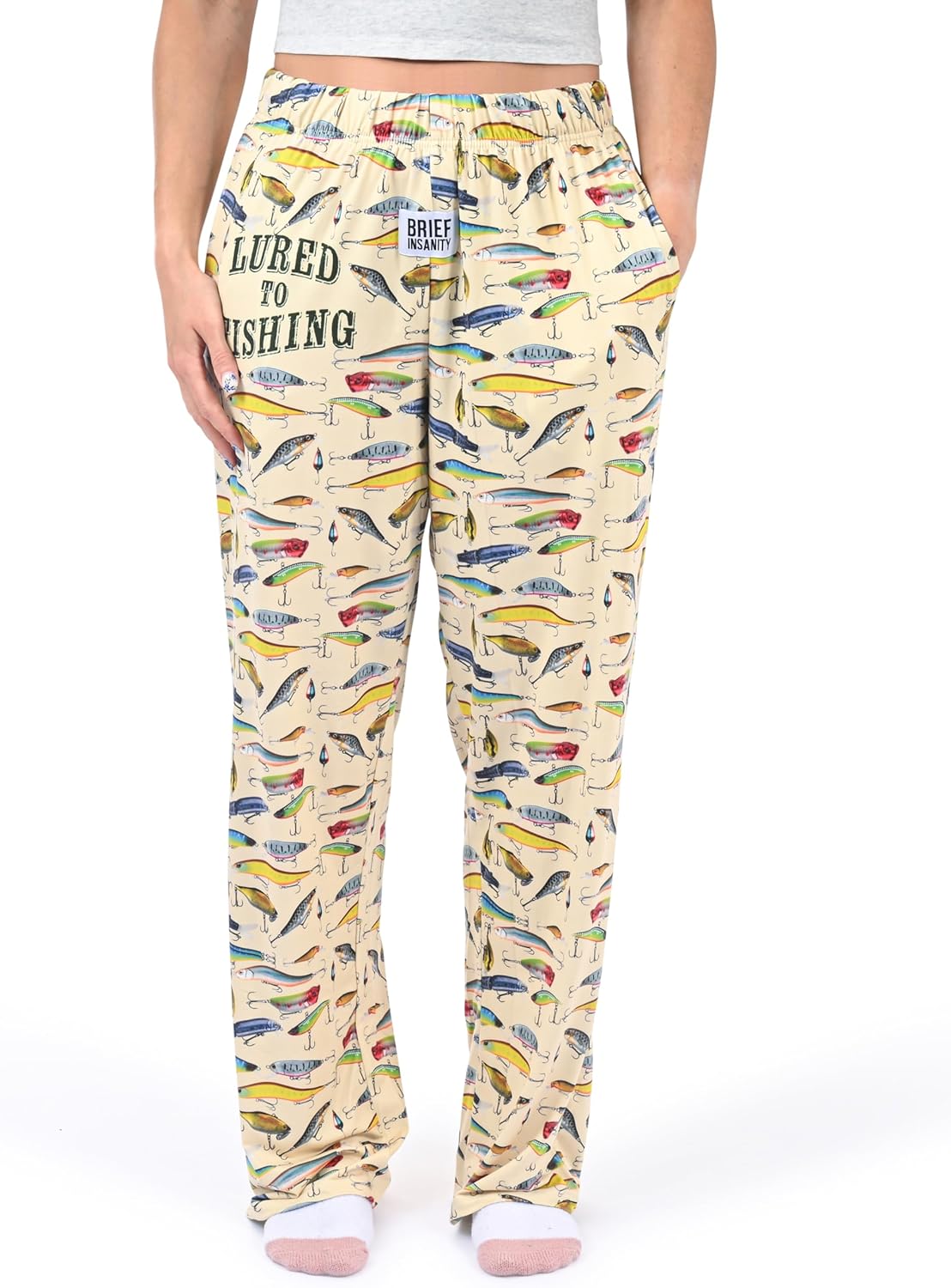 Lured to Fishing Pajama Pants for Men | Humorous, Funny, Novelty Bottoms | Loungewear for Anglers