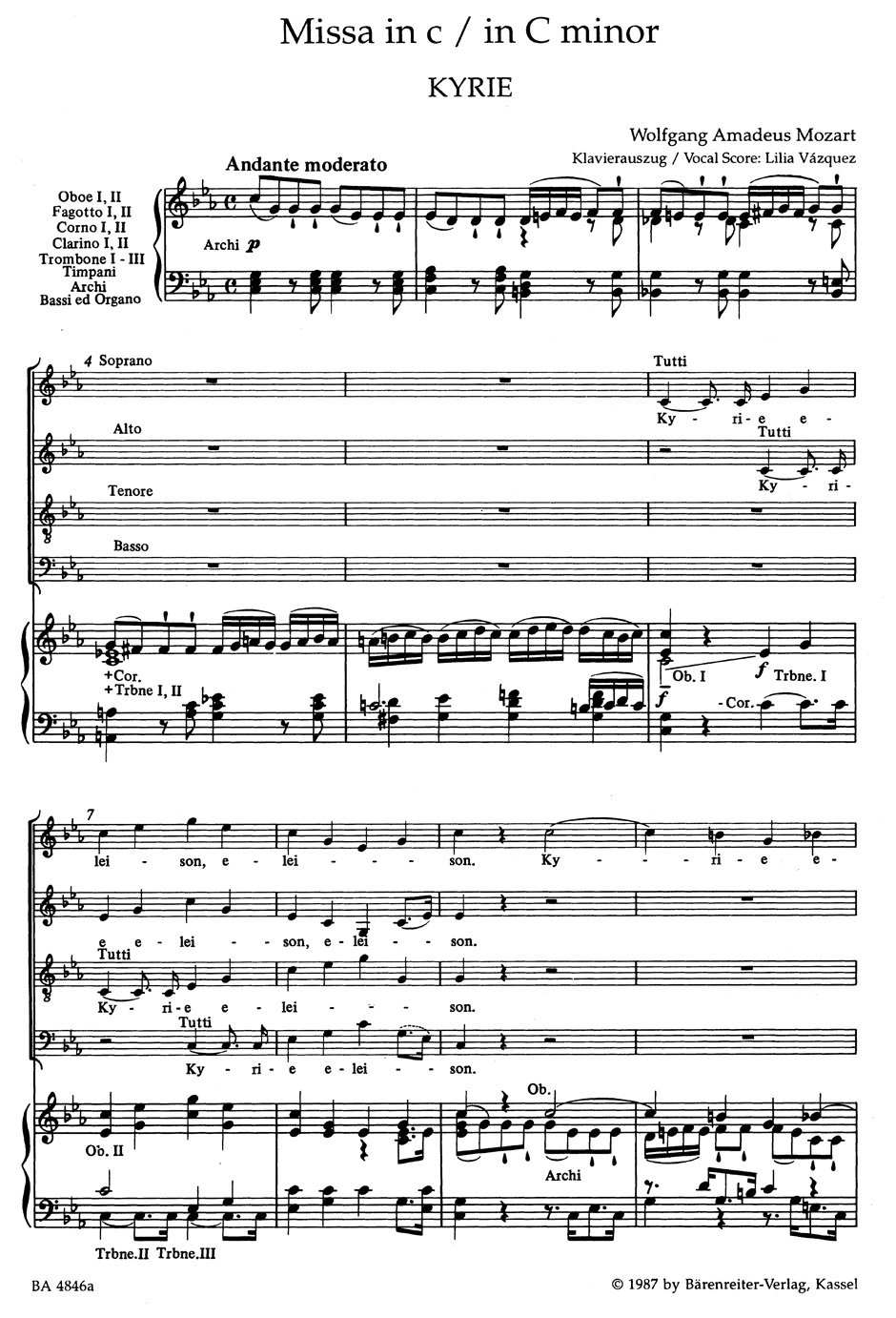 Wolfgang amadeus mozart : mass in c minor k.427 / k.417a - messe en do mineur - piano chant -