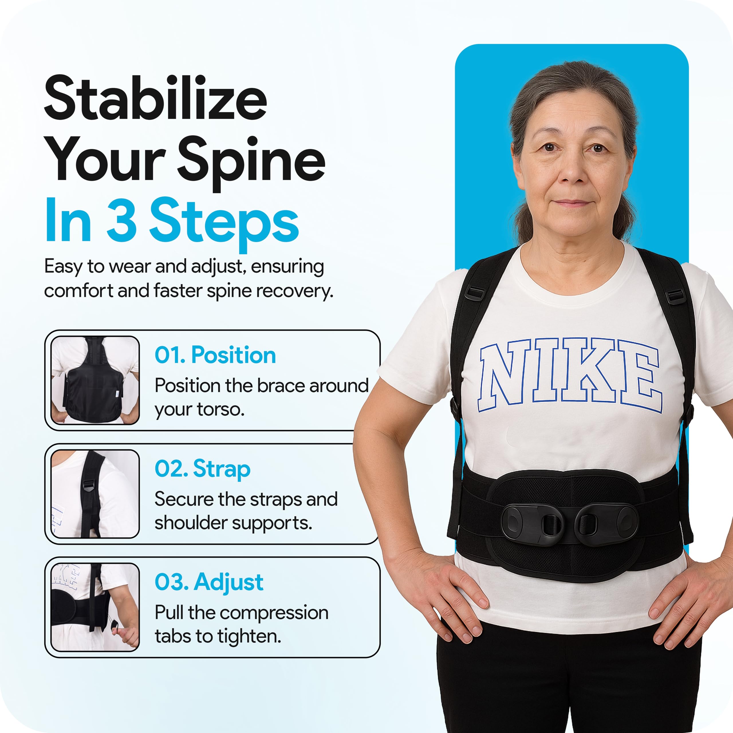 Comfyorthopedic TLSO Thoracic Full Back Brace L0456/L0457 – Medical Grade Upper & Lower Spine Support with Back Compression for Scoliosis, Kyphosis & Post-Surgery Pain Relief, Men & Women — Amazon image 7