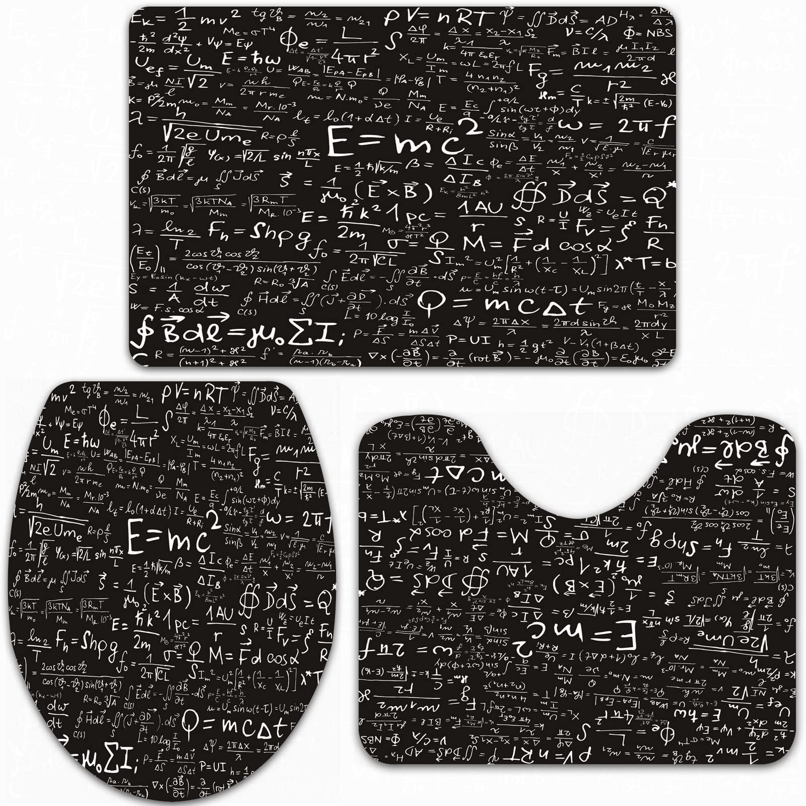 Bathroom Set, Rugs Sets 3 Piece,Integral Physics Blackboard Physical Equations Formulas Theory Einstein Math Mathematics Time,Anti-Slip Mats and Sets, Absorbent Bath Mat for Tub, Shower, Room, Kitchen