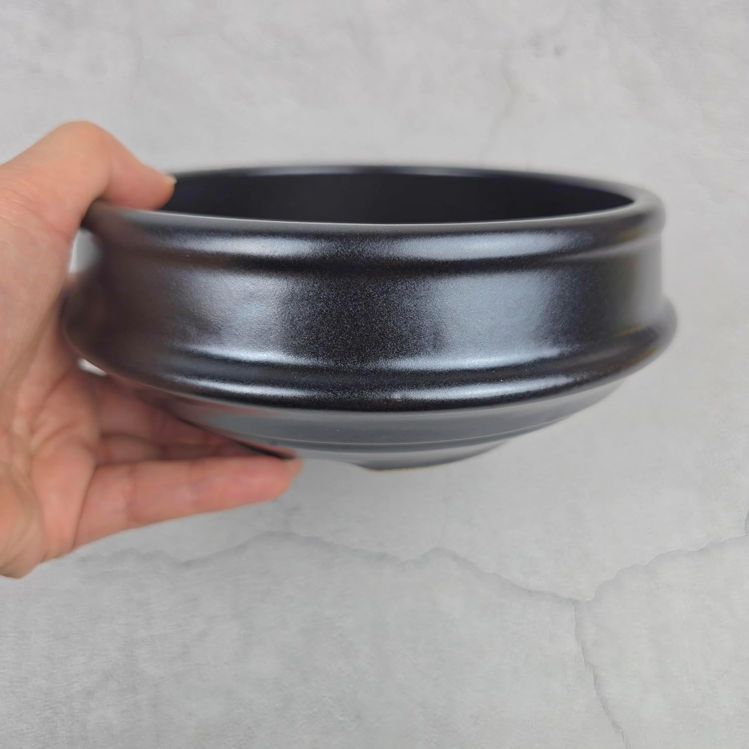 Korean Hot Pot Ttukbaegi 7 Inch Dolsot Clay Cooking Bowl, Direct Fire Safe Ceramic Casserole for Soup, Rice, Noodles, Microwave & Dishwasher Safe Stoneware Stew Pot, Made in Korea, 2.6 Inch Height