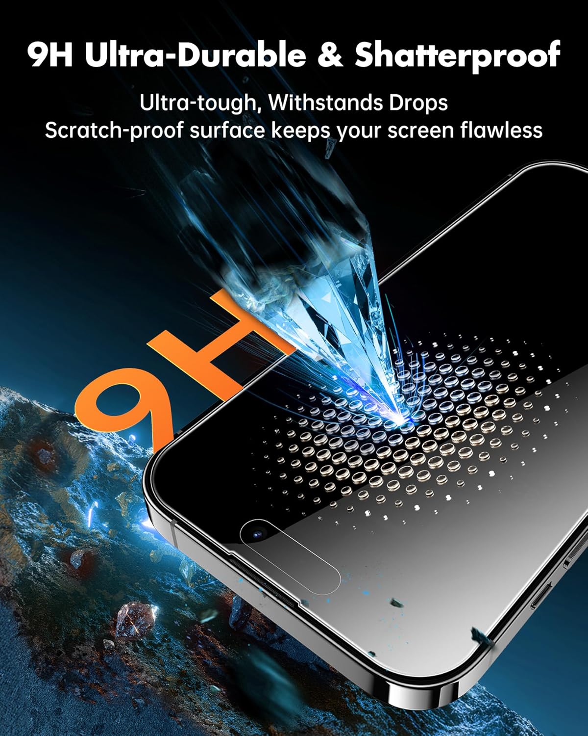 UNBREAKcable 4PCS Screen Protector for iPhone 14 Pro Max - 2 Privacy Tempered Glass+2 Clear Glass Double Shatterproof [Installation Frame] [9H Hardness] [Case Friendly] Anti-Scratch iPhone 6.7 inch