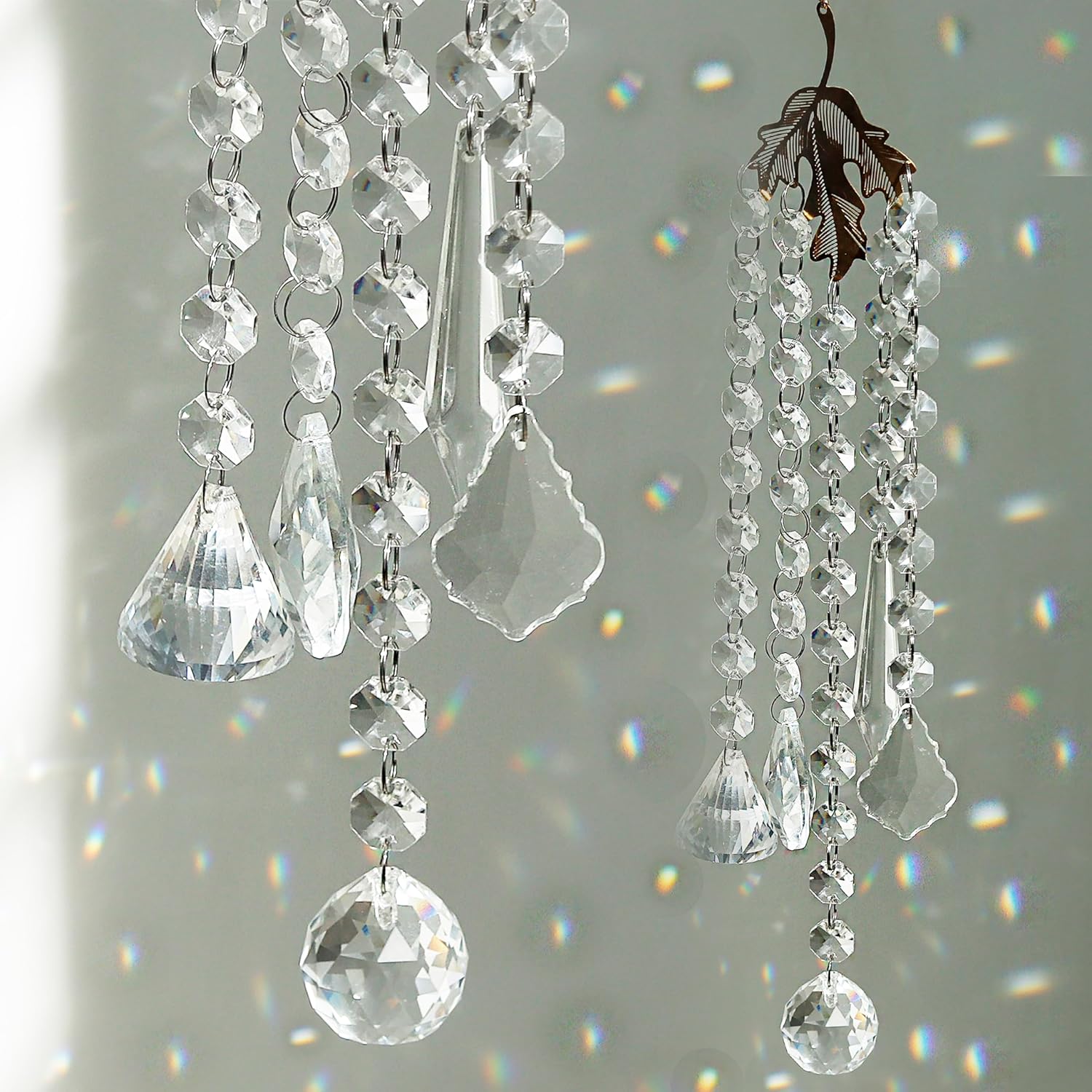 IndianShelf 1 Pack Crystal Suncatcher for Windows Hanging Indoor Outdoor Christmas Ornaments Sunlight Catcher Clear Prism Wind Chimes Glass Rainbow Maker Garden Decor Good Luck Charms