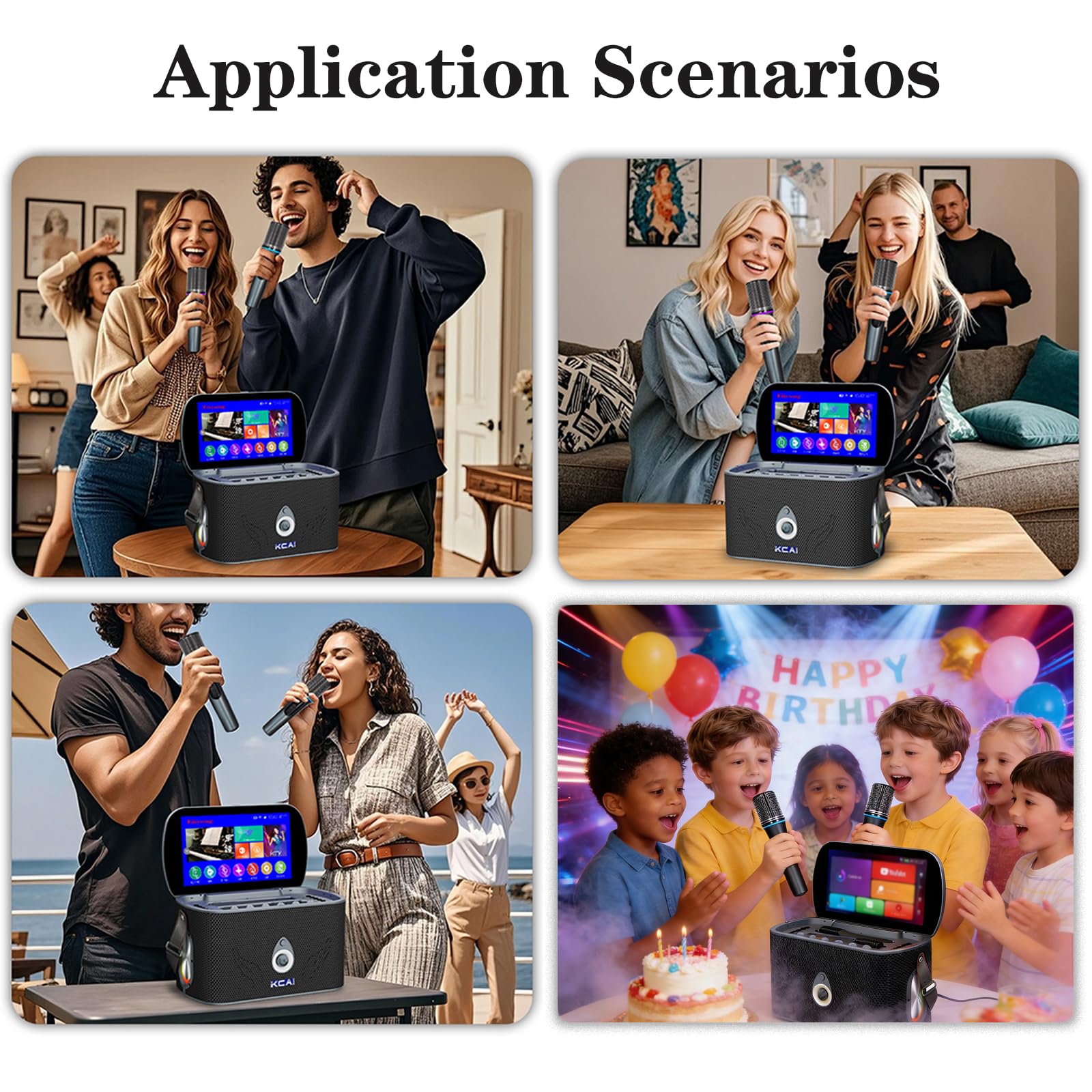 Macchina Karaoke per Adulti con Schermo di Visualizzazione dei Testi, 2 Microfoni, Sintonizzazione Automatica ed EQ, Altoparlante da 60-600 W, Connessione TV,Sistema Karaoke Portatile per Casa e Feste