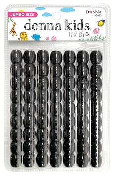 Donna Kids Jumbo Pony Beads 15mm Black Large Hair Beads for Braids, Ponytails & Styling, Durable Soft Rubber Feel for Kids DIY Hair Accessories, Bracelet & Craft Use, 1 Pack